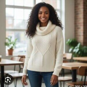Jones New York Petite Cream Shawl Neck Sweater Top - NWT